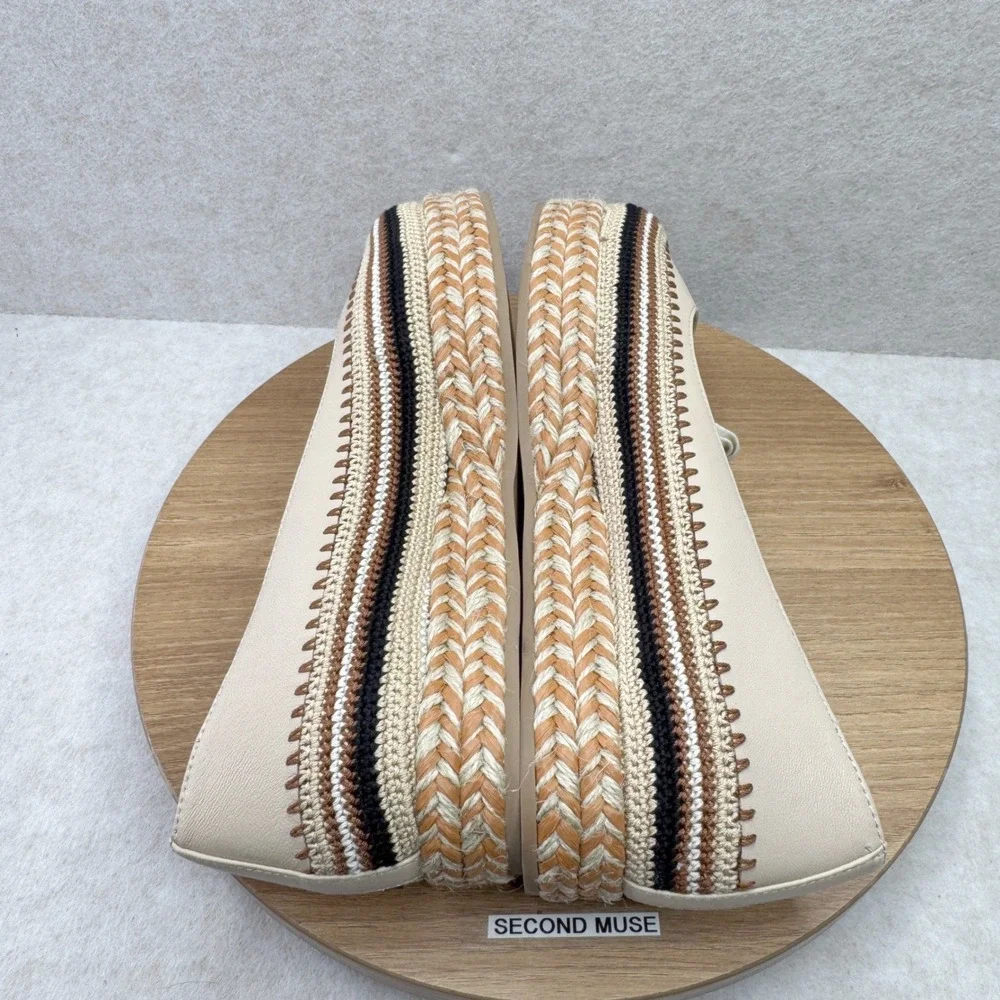 Ulla Johnson Espadrille Platform Flats Leather Woven Cream Size 38.5 8‎ - Picture 7 of 11
